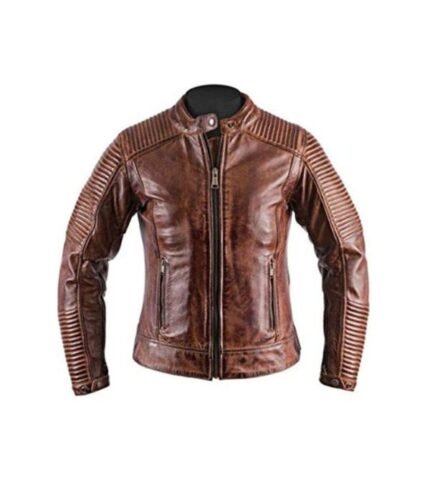 Men’s Brown Distressed Cafe Racer Jacket