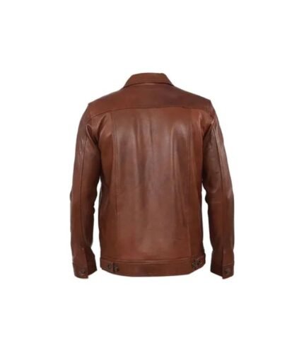 Mens Brown Stylish Collar Style Leather Jacket