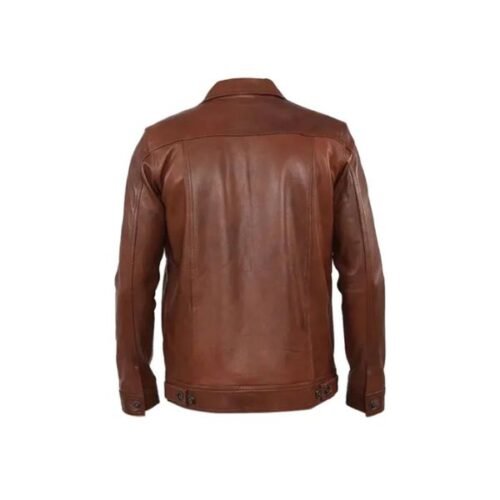 Mens Brown Stylish Collar Style Leather Jacket
