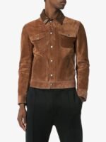 Mens Brown Leather Suede Jacket