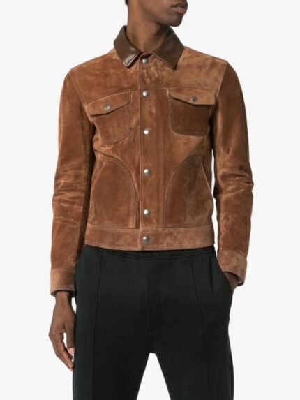 Mens Brown Leather Suede Jacket