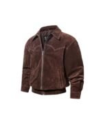 Mens Suede Brown Bomber Leather Jacket