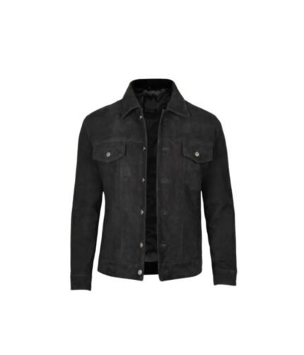 Men’s Suede Trucker Black Classic Jacket