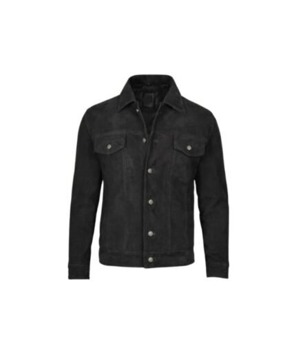 Men’s Suede Trucker Black Classic Jacket