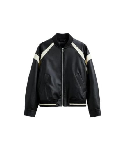 Mens Synthetic Baseball Leather Black Jacket