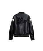 Mens Synthetic Baseball Leather Black Jacket