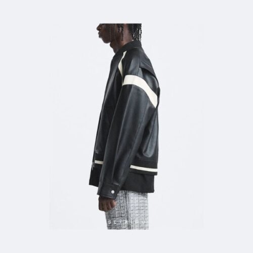 Mens Synthetic Baseball Leather Black Jacket