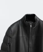 Black Motorcycle Puffer Mens Jacket