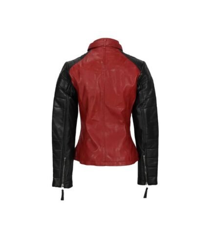 Women Black and Red Leather Jacket