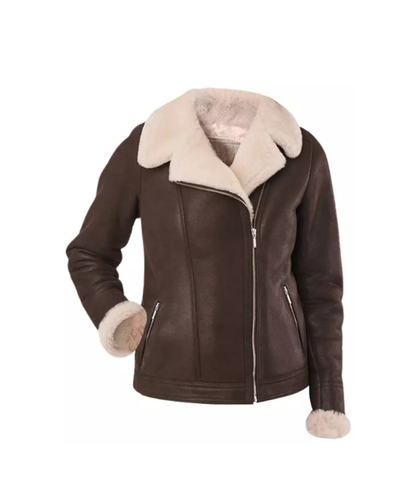 Women Brown B3 RAF Aviator Shearling Premium Jacket 1