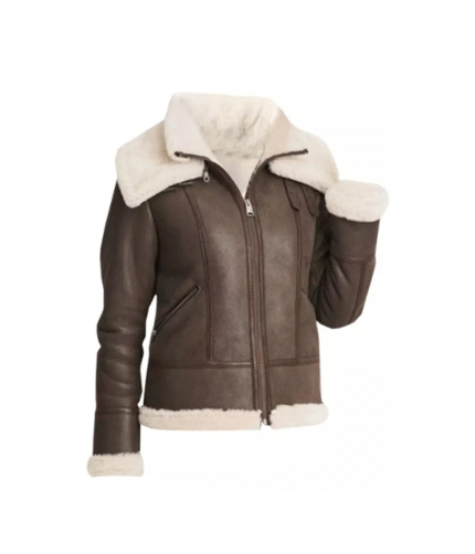 Women Brown Shearling Leather Premium Jacket 1