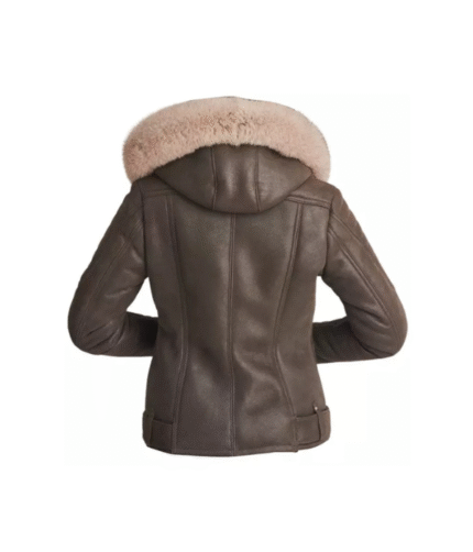 Women Shearling Brown Leather Jacket 2