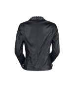 Womens Cross Zipper Cafe Racer Leather Biker Black Jacket