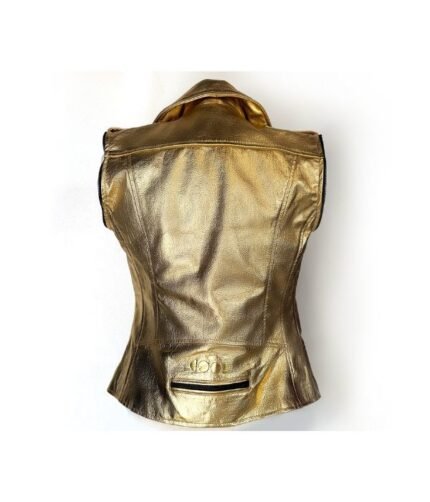 Women’s Golden Zipper Motorcycle Leather Jacket