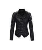 Women’s Punk Studded Stylish Leather Jacket