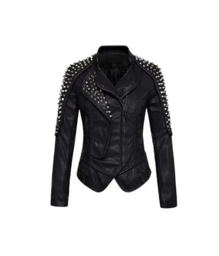 Women’s Punk Studded Stylish Leather Jacket