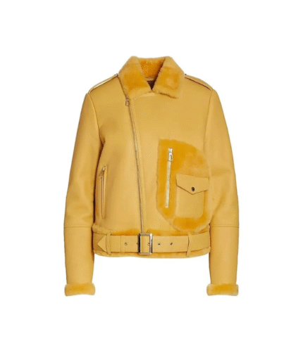 Women’s Yellow Shearling Leather Jacket 1