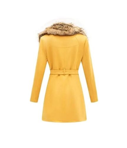 Yellow Women’s Leather Pea Coat