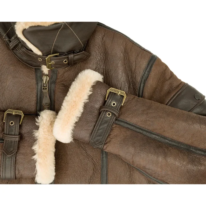 Men Dark Brown Shearling Jacket
