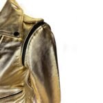 Women’s Golden Zipper Motorcycle Leather Jacket