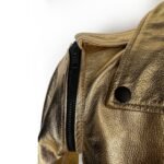 Women’s Golden Zipper Motorcycle Leather Jacket
