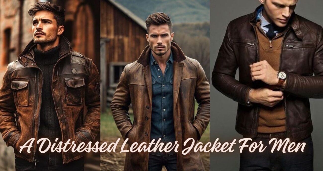 A Distressed Leather Jacket For Men
