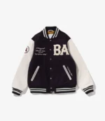 Unisex A Bathing Ape Black & White Varsity Jacket