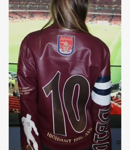 Unisex Arsenal Star Dennis Bergkamp Daughter Yasmin Fans Special Vintage Gunners Leather Jacket