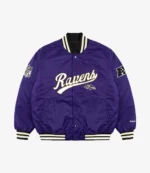 Unisex Baltimore Ravens Golf Wang 2025 Purple Satin Full-Snap Bomber Jacket
