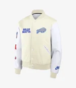 Unisex Buffalo Bills Nike 2025 Rivalries Collection Full-Snap Wool Varsity Jacket with Leather Sleeves