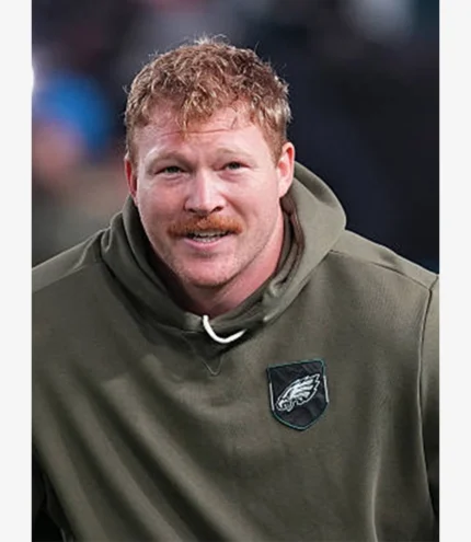 Unisex Cam Jurgens Philadelphia Eagles 2025 Salute to Service Olive Green Fleece Hoodie