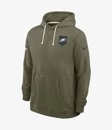 Cam Jurgens Philadelphia Eagles 2025 Salute to Service Olive Green Fleece Hoodie