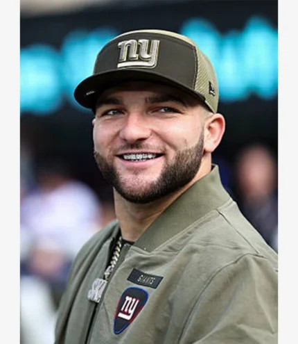 Cam Skattebo New York Giants 2025 Salute to Service Olive Green Bomber Jacket