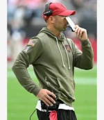 Coach Jonathan Gannon 2025 Salute to Service Nike Arizona Cardinals Olive Green Sideline Fleece Pullover Hoodie