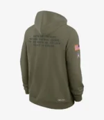 Coach Matt LaFleur Green Bay Packers Salute to Service 2025 Olive Green Fleece Pullover Sideline Hoodie
