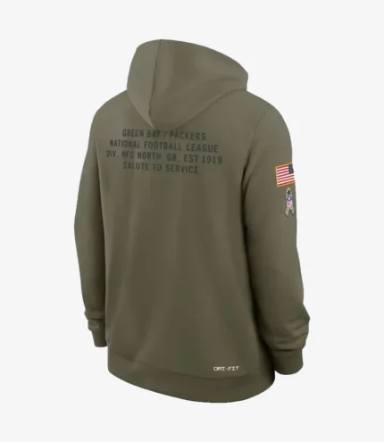 Coach Matt LaFleur Green Bay Packers Salute to Service 2025 Olive Green Fleece Pullover Sideline Hoodie