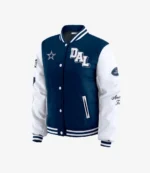 Dallas Cowboys WEAR by Erin Andrews Navy Varsity Full-Snap Puffer Jacket