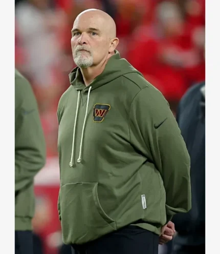 Unisex Dan Quinn Washington Commanders Salute to Service 2025 Hoodie Olive Green