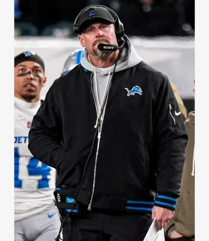 Detroit Lions 2025 Coach Dan Campbell Sideline Black Bomber Jacket For Men & Women