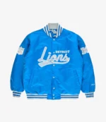 Unisex Detroit Lions Golf Wang 2025 Blue Satin Full-Snap Bomber Jacket