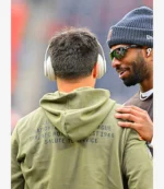 Dillon Gabriel 2025 Salute to Service Nike Cleveland Browns Olive Green Sideline Fleece Pullover Hoodie