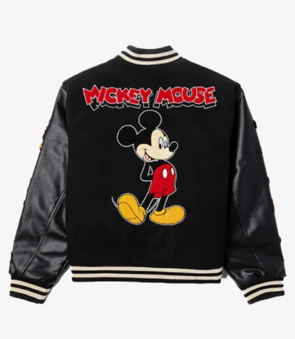 Disney Mickey and Friends by Shoe Palace Mickey Icon Black Varsity Jacket