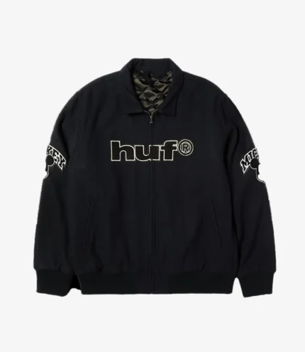 Unisex Disney x HUF Mickey Worldwide Tour Black Wool Varsity Jacket