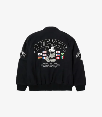 Disney x HUF Mickey Worldwide Tour Black Wool Varsity Jacket