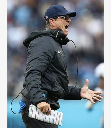 Jim Harbaugh Los Angeles Chargers Hooded Puffer Jacket