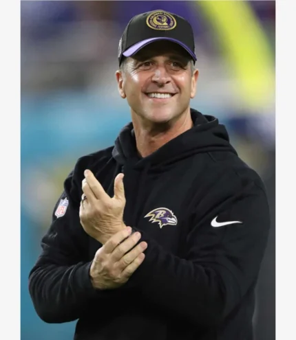 Unisex John Harbaugh Baltimore Ravens Nike Black Sideline Hoodie