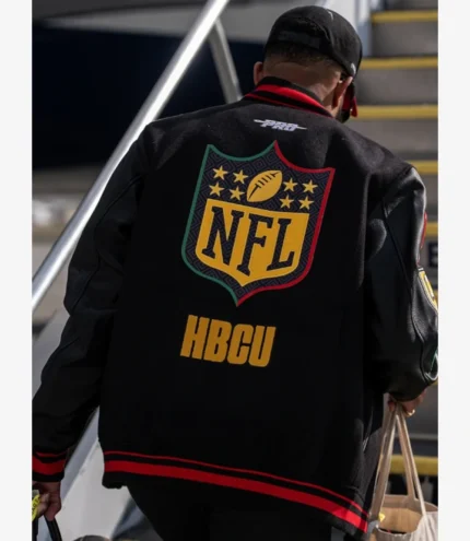 KhaDarel Hodge HBCU Embroidered NFL Shield & Pan-African College Patches Varsity Letterman Jacket