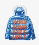 King Von Blue Hooded Puffer Jacket