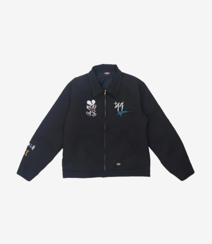 Lewis Hamilton +44 Steadman Stars Zip Up Quilted Black Jacket