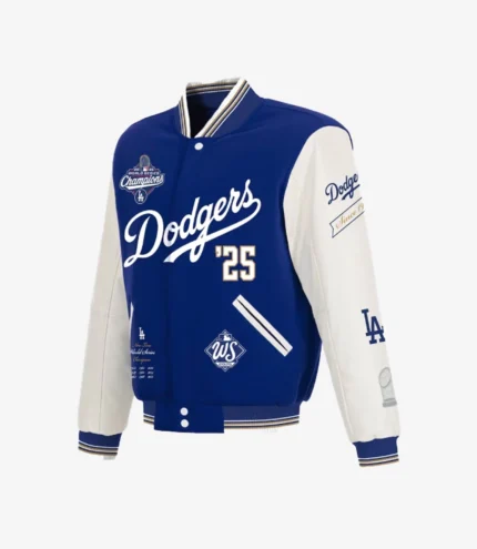 Los Angeles Dodgers JH Design Royal 2025 World Series Champions Reversible Full-Snap Varsity Jacket